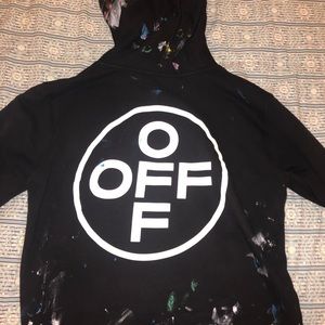 Black Off-white paint splatter hoodie.